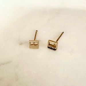 MOCIUN Black Diamond Square Studs (Pair 26/65 exclusively created for ofakind)
